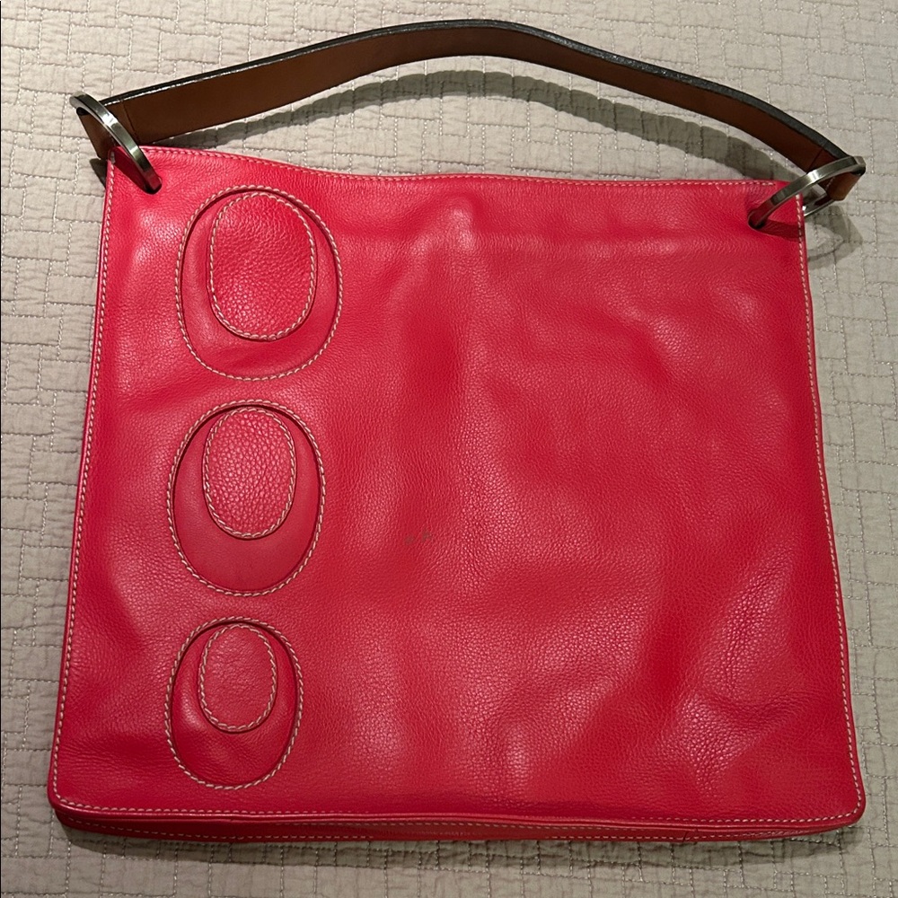 Chic Coral Leather Shoulder Bag